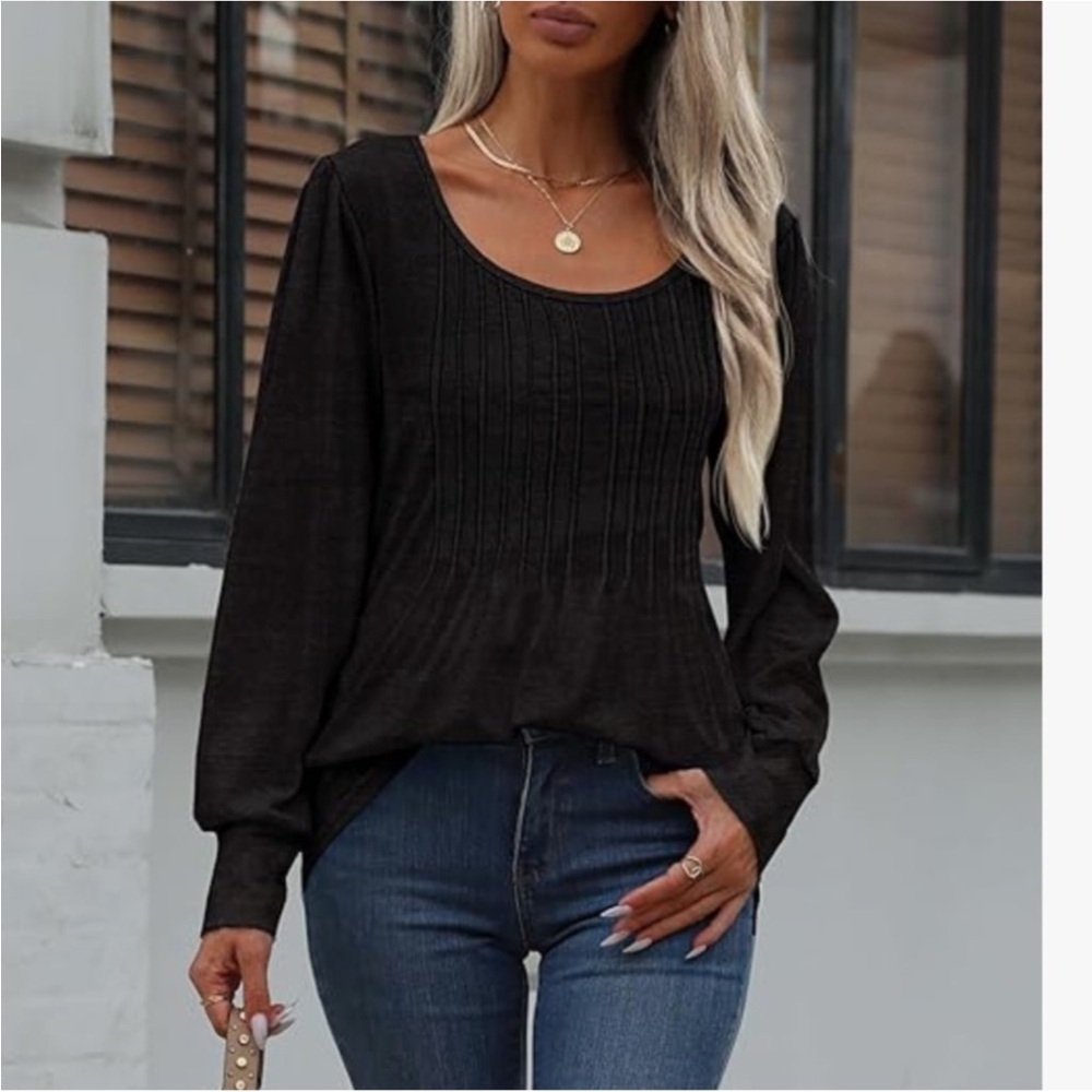 Zaayo long sleeve blouse with banded cuffs pleated chest area Woman’s Med - Picture 10 of 14
